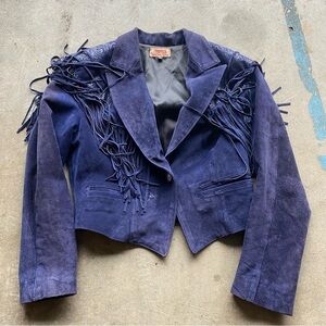 Vintage Phoenix USA Frontier Western Collection Fringe Suede Jacket Paisley